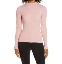 Mock Neck Ribbed Long Sleeve Sweater at Nordstrom