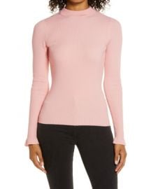 Mock Neck Ribbed Long Sleeve Sweater at Nordstrom