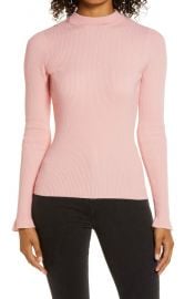 Mock Neck Ribbed Long Sleeve Sweater at Nordstrom