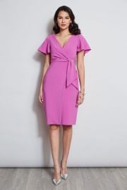 Mock Wrap Flutter Sleeve Dress Elie Tahari at Elie Tahari