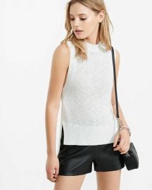 Mock neck knit sleeveless sweater at Express