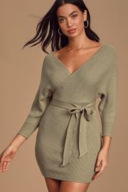 Modena Sage Green Dolman Sleeve Bodycon Sweater Dress at Lulus