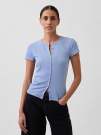 Modern Rib Button-Front Crew T-Shirt at GAP