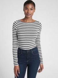 Modern Stripe Long Sleeve Boatneck T-Shirt at Gap