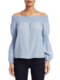 Mona Stripe Silk Off-The-Shoulder Blouse at Saks Off 5th