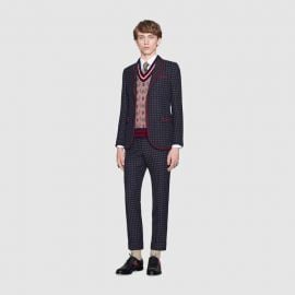 Monaco geometric pattern wool suit by Gucci at Gucci