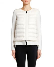 Moncler Double-Layer Knit  amp  Puffer Cardigan at Neiman Marcus