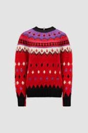 Moncler Grenoble Alpaca Wool Jacquard Jumper in Fire Red at Moncler