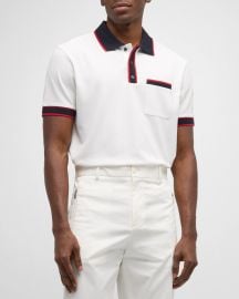 Moncler Menx27s Contrast-Trim Polo Shirt at Neiman Marcus