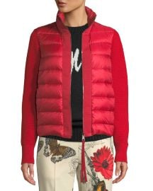 Moncler Puffer Cardigan w Knit Sleeves at Neiman Marcus