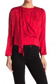 Monet Silk Blend Jacquard Draped Blouse at Nordstrom Rack