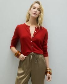 Mongolian Cashmere Cardigan Sweater in Varsity Red at Quince