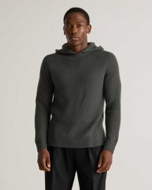 Mongolian Cashmere Fisherman Pullover Hoodie in Charcoal at Quince