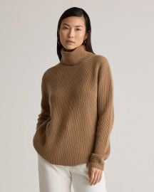 Mongolian Cashmere Fisherman Turtleneck Sweater in Teak at Quince