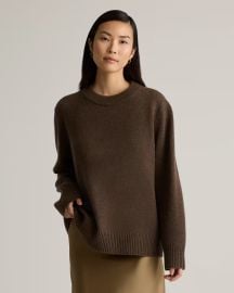 Mongolian Cashmere Oversized Crewneck Sweater in Brown at Quince