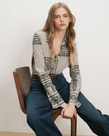 Monique Button-Down Blouse in Ecru Scarf Print Multi | Veronica Beard at Veronica Beard