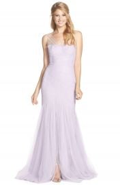 Monique Lhuillier Bridesmaids Illusion Yoke Pleat Tulle Trumpet Gown at Nordstrom