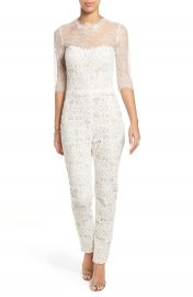 Monique Lhuillier Ready to Wed Guipure Lace Jumpsuit at Nordstrom