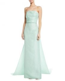 Monique Lhuillier Strapless Column Gazar Evening Gown w  Train at Neiman Marcus