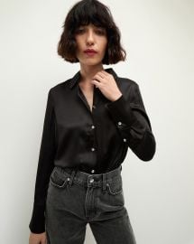 Monique Silk Button-Down Shirt in Black at Veronica Beard