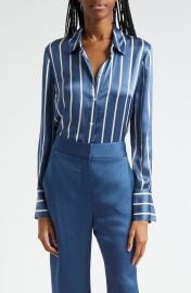 Monique Stripe Silk Blend Button-Up Shirt at Nordstrom Rack