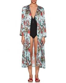 Monkey  Floral Satin Robe by LoboRosa at Barneys