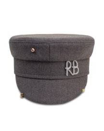 Monogram Embellished Gray Baker Boy Cap at Bloomingdales