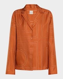 Monogram Silk Pajama Top at Neiman Marcus