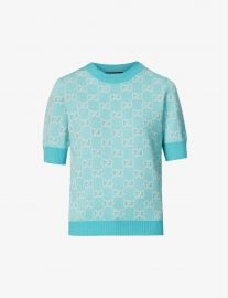 Monogrammed wool and cotton-blend knitted top at Selfridges