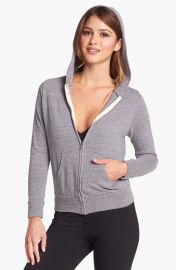 Monrow Vintage Heather Fleece Hoodie in grey at Nordstrom