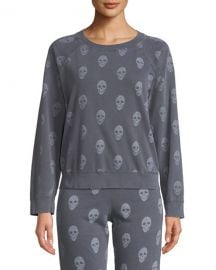 Monrow Vintage Skull-Print Raglan Pullover Sweater at Neiman Marcus