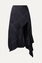 Monse - Asymmetric paneled satin and crepe midi skirt at Net A Porter