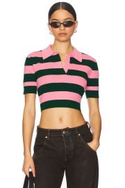 Monse Belt Back Cutout Short Sleeve Top In Green Pink at Revolve
