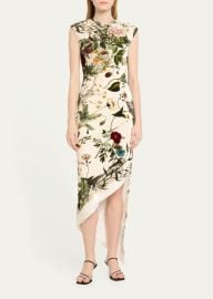 Monse Floral Skeleton Print Asymmetric Velvet Dress at Bergdorf Goodman