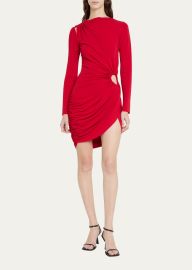 Monse Gathered Keyhole Cutout Long Sleeve Tulip Dress at Bergdorf Goodman