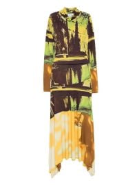 Monse Midi Printed Jersey handkerchief-hem Dress Brown at Farfetch