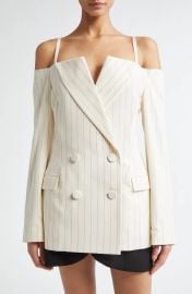 Monse Pinstripe Double Breasted Cold Shoulder Blazer at Nordstrom