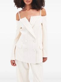 Monse Pinstripe Double Breasted Cold Shoulder Blazer at Farfetch