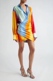 Monse Rainbow Blur Wrapped Shirt Dress at Nordstrom