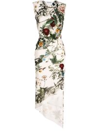 Monse floral-print Asymmetric Velvet Dress - at Farfetch