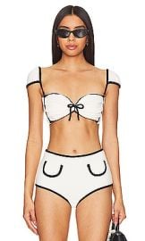 Montce X Olivia Culpo Cabana Bows Bikini Top In Cream Terry Rib at Revolve