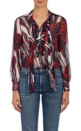 Mood Floral Silk Plisse Chiffon Blouse by Warm at Barneys