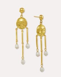 Moon Face Pearl Drop Stud Earrings - Gold Ottoman Hands Jewellery at Ottoman Hands