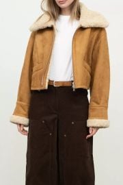Moon River Faux Shearling Faux Suede Cropped Jacket at Urban Outfitters