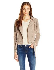 Moon River Suede Fringe Biker Jacket at Amazon