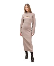 Moon River Womens Long Sleeve Midi Sweater Dress - Macys at Macys