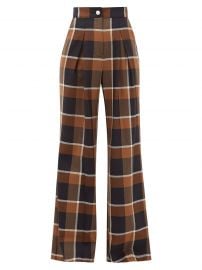 Moon checked wool-blend wide-leg trousers by Staud at Matches