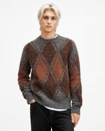Mord Argyle Relaxed Fit Sweater Charcoal Marl ALLSAINTS US at All Saints