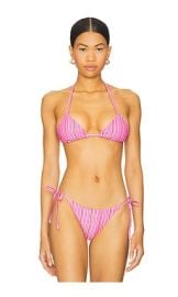 More To Come Monica Bikini Top In Red Pink Stripe at Revolve