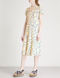 Morgan heart-print silk-satin midi dress at Selfridges